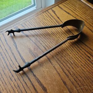 Antique 1900 Brass Fireplace tong claw foot talon grip manual open close READ